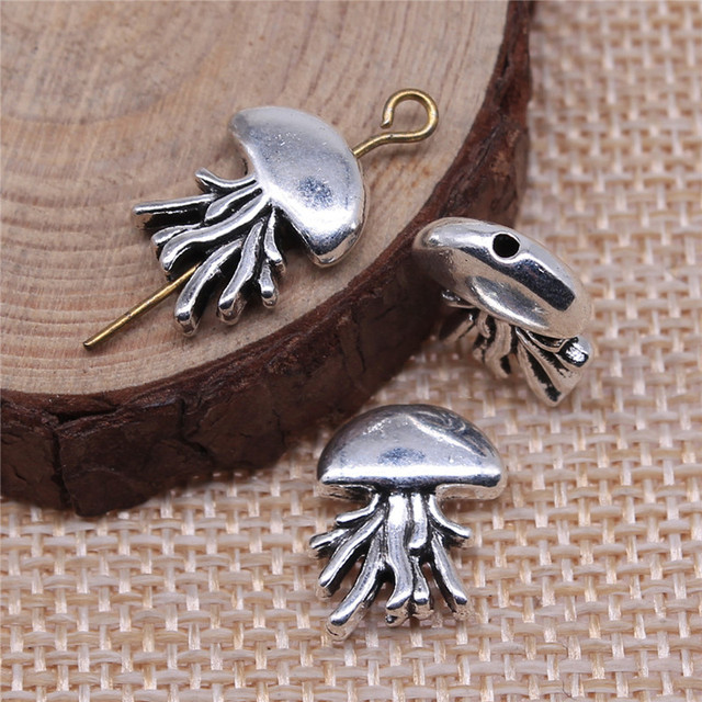 Fashion 10pcs Silver Color Jellyfish Alloy Bead Spacer Bead Loose Beads  Charms For Diy Beaded Bracelets Jewelry Handmade Making - AliExpress